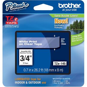 Genuine Brother 3/4" (18mm) White on Clear TZe P-Touch Tape for Brother PT-2700, PT2700 Label Maker