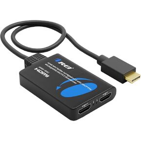 OREI 4K 1 in 2 Out HDMI Splitter 4:4:4 8-bit - HDMI 2.0, HDCP 2.2, 18 Gbps, 4K @ 60Hz HDMI Duplicator/Distributor UltaHD High Resolution Down Scaler 1x2 (UHDS-102C)