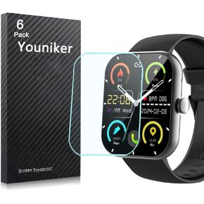 6 Pack Compatible with Zakotu Y66 1.96" Smart Watch Screen Protector Film Compatible for BAMBOOINN Y66 1.96 Inch Smartwatch Screen Protectors Foils Cover Crystal Clear HD Anti-Scratch