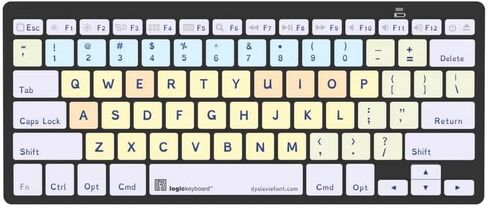 لوحة مفاتيح Logickeyboard مع خط Dyslexie • محرف فريد لتسهيل القراءة والتعلم والعمل • سلك USB • منفذا USB مدمجان • التوصيل والتشغيل مع جهاز Mac in Saudi Arabia