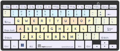 لوحة مفاتيح Logickeyboard مع خط Dyslexie • محرف فريد لتسهيل القراءة والتعلم والعمل • سلك USB • منفذا USB مدمجان • التوصيل والتشغيل مع جهاز Mac in Saudi Arabia