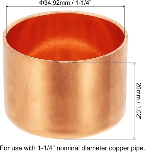 PATIKIL 1" Copper Pipe End Cap, 1Pcs Copper Fitting Cap Sealing Sweat Plug Solder Connection for Plumbing HVAC Air Conditioner in Kuwait