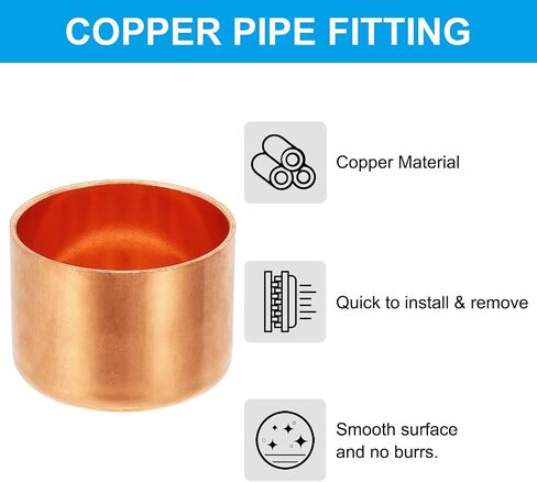 PATIKIL 1" Copper Pipe End Cap, 1Pcs Copper Fitting Cap Sealing Sweat Plug Solder Connection for Plumbing HVAC Air Conditioner in Kuwait