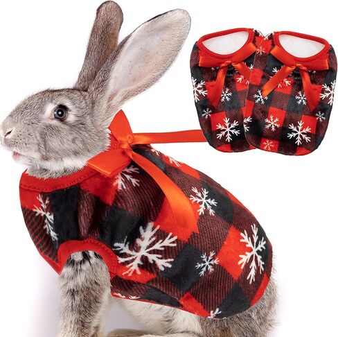 Guinea Pig Clothes - 2 Pack Christmas Warm Vest Pet Costume for Guinea Pigs Rabbit Bunny Ferret Chinchilla Kitten Puppy Small Animals - Cute Plaid Cozy Fleece Pet Shirts for Winter Holidays in Saudi Arabia