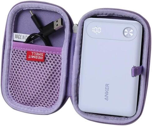 Hermitshell Hard Travel Case for Anker Power Bank, 10,000mAh Portable Charger with Built-in USB-C Cable and Lanyard (Purple) in Saudi Arabia