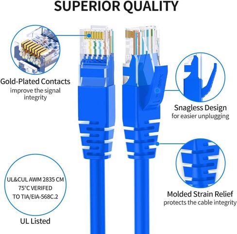 كابل إيثرنت Cat6 بطول 6 أقدام و10 حزم كابل توصيل الإنترنت RJ45 Cat6 للشبكة، غير محمي، برتقالي in Saudi Arabia