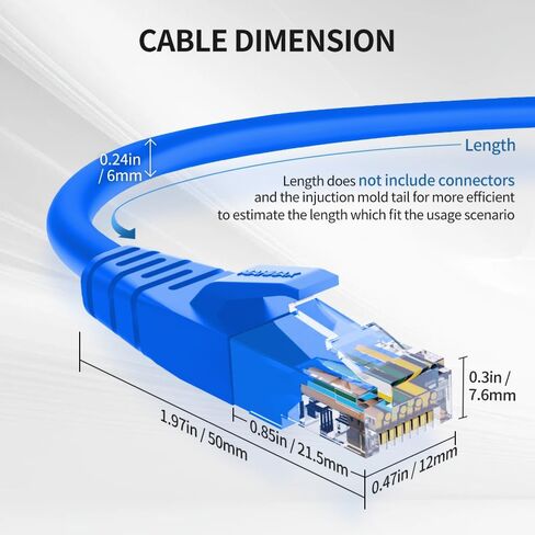 كابل إيثرنت Cat6 بطول 6 أقدام و10 حزم كابل توصيل الإنترنت RJ45 Cat6 للشبكة، غير محمي، برتقالي in Saudi Arabia