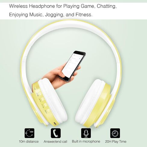 سماعات رأس بلوتوث RAT TAIL V5.0 فوق الأذن، سماعة رأس ستيريو سلكية ولاسلكية قابلة للطي، Micro SD/TF، ​​FM للهاتف الخلوي، الكمبيوتر الشخصي، أغطية أذن ناعمة وخفيفة الوزن للارتداء لفترات طويلة (وردي) in Saudi Arabia