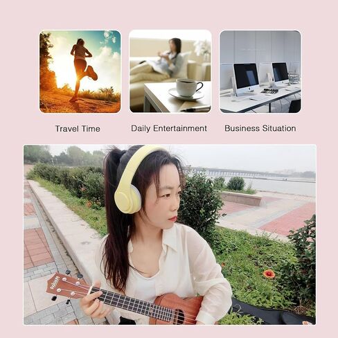 سماعات رأس بلوتوث RAT TAIL V5.0 فوق الأذن، سماعة رأس ستيريو سلكية ولاسلكية قابلة للطي، Micro SD/TF، ​​FM للهاتف الخلوي، الكمبيوتر الشخصي، أغطية أذن ناعمة وخفيفة الوزن للارتداء لفترات طويلة (وردي) in Saudi Arabia