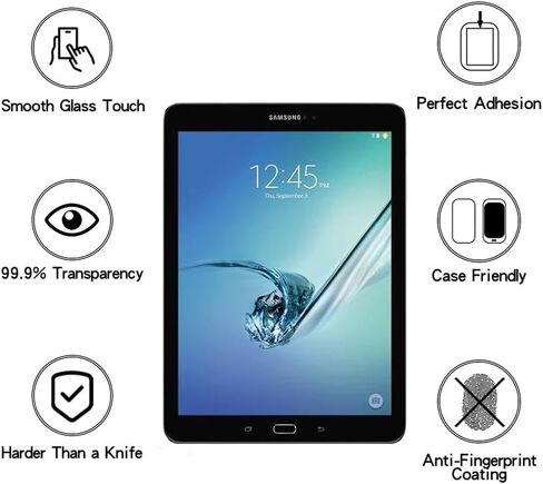 (عبوتان) واقي شاشة لهاتف Samsung Galaxy Tab S2 9.7 SM-T810 T811 T813 T815 T819 من الزجاج المقوى، صلابة 9H مضادة للخدش، خالية من الفقاعات، سهلة التركيب in Saudi Arabia