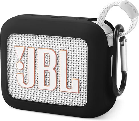 حافظة سيليكون Geiomoo متوافقة مع JBL Go 4، غطاء واقٍ مزود بحلقة تسلق (أسود) in Saudi Arabia