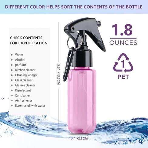 زجاجة رذاذ صغيرة من تانشاين 50 مل، زجاجات رذاذ مياه صغيرة الحجم بحجم مناسب للسفر، زجاجة رذاذ كحول دقيقة محمولة ومعقمة لليدين، زجاجات رذاذ بلاستيكية فارغة قابلة لإعادة الملء مع مشبك، 2 أونصة/5 قطع in Kuwait