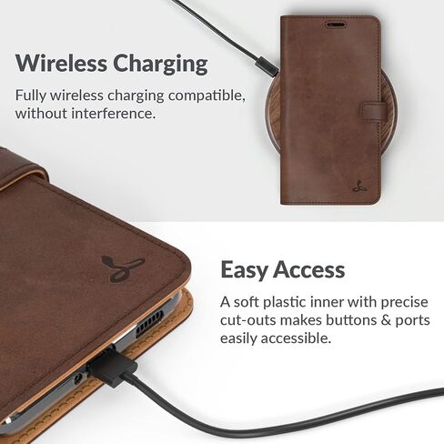 Snakehive Samsung Galaxy S21 Ultra Vintage Wallet || Real Leather Wallet Phone Case || Genuine Leather with Viewing Stand & 3 Card Holder || Flip Folio Cover with Card Slot (Brown) in Kuwait