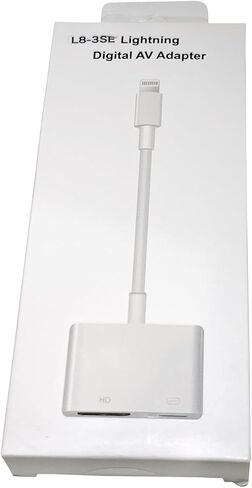 L8-3SE Lightning Digital AV Adapter - Lightning to Lightning and HDMI, White Color, Compatible with iPhone, iPad, and iPod in Saudi Arabia