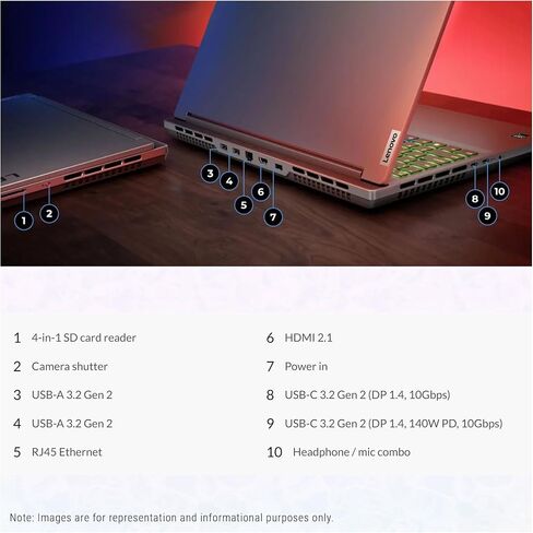 Lenovo Legion Slim 5 Gaming Laptop, AMD Ryzen 7 8845HS, 64 GB DDR5 RAM, 2 TB PCIe SSD, 16" WQXGA (2560x1600), Nvidia G-Force RTX 4060, W11 Home in Saudi Arabia