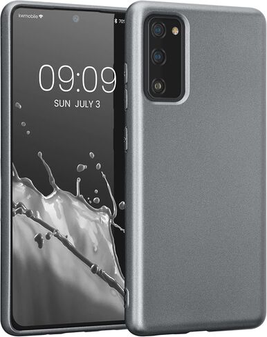 kwmobile Case Compatible with Samsung Galaxy S20 FE - Case Soft Flexible TPU Phone Cover Premium Metallic Color - Metallic Grey in Saudi Arabia