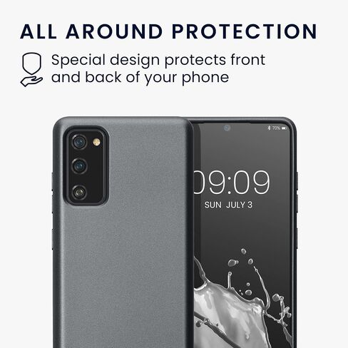 kwmobile Case Compatible with Samsung Galaxy S20 FE - Case Soft Flexible TPU Phone Cover Premium Metallic Color - Metallic Grey in Saudi Arabia