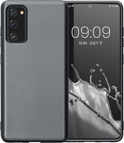 kwmobile Case Compatible with Samsung Galaxy S20 FE - Case Soft Flexible TPU Phone Cover Premium Metallic Color - Metallic Grey in Saudi Arabia