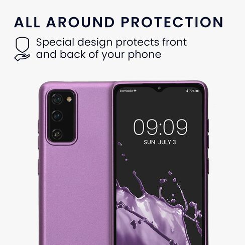 kwmobile Case Compatible with Samsung Galaxy S20 FE - Case Soft Flexible TPU Phone Cover Premium Metallic Color - Metallic Grey in Saudi Arabia