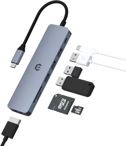 Tiergrade USB C Hub Multiport Adapter, 7-in-1 USB C Docking Station with HDMI, 100W PD, 3 USB 3.0, SD/TF, Audio, for MacBook Pro/Air, Chromebook Pixel, Dell XPS 13/15 in Kuwait