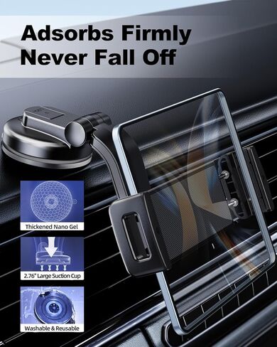 ELOHEI Car Phone Tablet Mount for Z Fold 6, [Thick Cases Friendly] ipad Holder for Car Air Vent Dashboard Compatible with Samsung Galaxy Z Fold 6 5 4 3/iPad Pro iPad Air Pixel(Air Vent-S6) in Kuwait