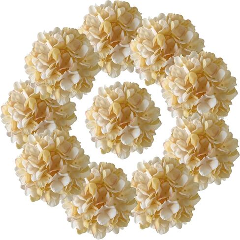 Pink Hydrangea Artificial Flowers,Artificial Silk Hydrangea Heads Faux Hydrangea Flowers Heads with Stems for Home Wedding Baby Shower Decor,Pack of 10 (81 petals) in Kuwait
