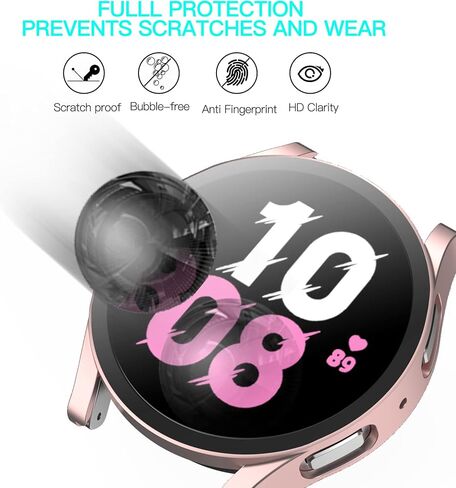 2 Pack Compatible for Samsung Galaxy Watch 5 Case with Tempered Glass Screen Protector, Hard PC Bumper (Purple, Galaxy Watch 5 44mm) in Saudi Arabia