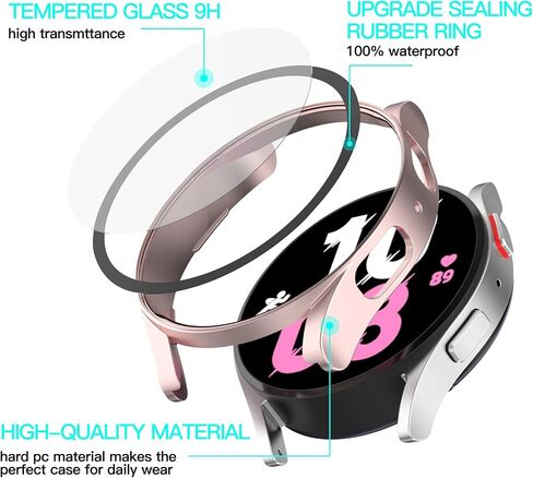 2 Pack Compatible for Samsung Galaxy Watch 5 Case with Tempered Glass Screen Protector, Hard PC Bumper (Purple, Galaxy Watch 5 44mm) in Saudi Arabia
