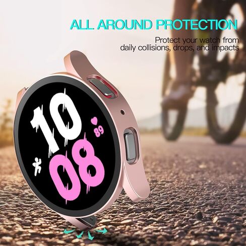 2 Pack Compatible for Samsung Galaxy Watch 5 Case with Tempered Glass Screen Protector, Hard PC Bumper (Purple, Galaxy Watch 5 44mm) in Saudi Arabia