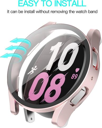 2 Pack Compatible for Samsung Galaxy Watch 5 Case with Tempered Glass Screen Protector, Hard PC Bumper (Purple, Galaxy Watch 5 44mm) in Saudi Arabia