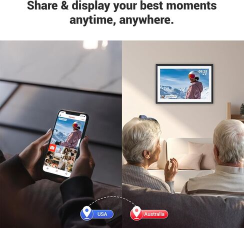Frameo 10.1 in Smart WiFi Digital Photo Frame,Electronic Picture Frame Slideshow Send Photos from Anywhere with Frameo,1280 * 800 IPS Touch Screen Picture Frame for Gifts in Kuwait