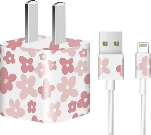 Charger Skin Charger Decal Wrap Compatible with iPhone 5W Charger Wall Charger Stickers Pink Flower in Saudi Arabia
