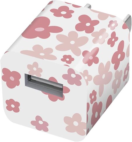 Charger Skin Charger Decal Wrap Compatible with iPhone 5W Charger Wall Charger Stickers Pink Flower in Saudi Arabia