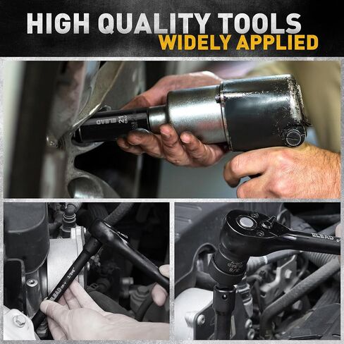 1/4'' Drive Impact Socket Set - 56-Piece Shallow & Deep Socket Set Metric and Standard Full with Universal Joint, Extension Bar, 3/8 to 1/4 Reducer, Hex Shank Socket Adapter, Ratchet Handle in Saudi Arabia