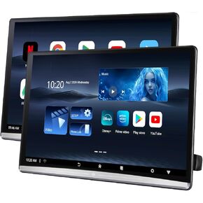 تلفزيون تابلت للسيارة Android 11 مقاس 13.3 بوصة، تشغيل فيديو 4K، مسند رأس السيارة، شاشة لمس تدعم 5G واي فاي، مرآة هاتف لاسلكية، رابط Airplay HDMI، بلوتوث، USB SD، مشغل فيديو (13.3 بوصة 2 جيجا رام + 32 جيجا ذاكرة قراءة فقط (2*قطعة))