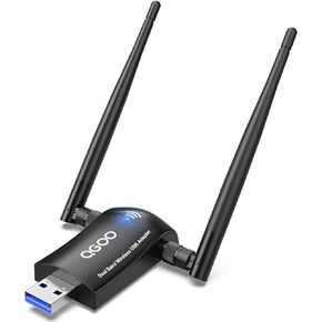 محول USB لاسلكي 1200Mbps ، محول واي فاي ZTESY، AC1200 ثنائي الشريط 802.11 ac/b/g/n?2.4GHz/300Mbps 5GHz/867Mbps هاي جين ثنائي 2 X 5dBi Antennas Network WiFi USB 3.0 لأجهزة الكمبيوتر المحمول، والويندوزو