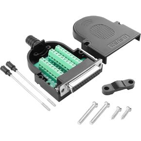 YAODHAOD DB25 Solderless Adapter RS232 D-SUB Serial Adapter 16mm Thin 25-Pin Port Terminal Solderless Breakout Connector Board with Case Accessories (DB25 Male)