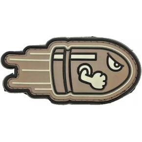 Angry Flying Bullet Tactical Patch [ Tan -3D-PVC Rubber-3.0 X 1.5 ] for Backpacks, Range Bags, Clothes, Hats, and More