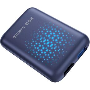 Wireless Carplay & Android Auto Adapter, Magic Carplay AI Box 2.0 Car TV Mate with YouTube/Netflix/Tiktok, Streaming HDMI Devices Carplay Dongle for OEM Wired CarPlay Cars，Ink Blue