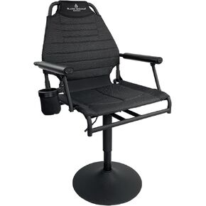 Black Sierra Silent 360° Swivel Hunting Chair, Adjustable Height Ground Hunt Seat Featuring Insulated Cupholder and Barstool Style Base, Heavy Duty Steel Frame Supports 350 Lbs.