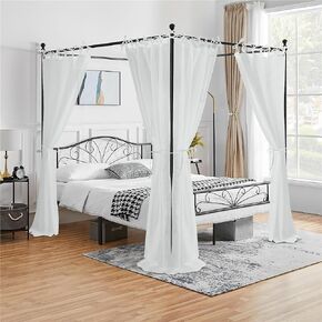KGORGE Canopy Bed Sheer Curtains for Queen/King/Twin/Full Size, 8 Panels for Girls Boys Adults Bed, Home Bedroom Decor (White, 45 inch width X 96 inch length)