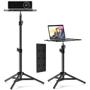 Projector Stand Tripod, Laptop Tripod Stand, Foldable Portable Projector Floor Mount, Height Adjustable from 17.7" to 45.2", with Folding Plate, Capacity 22lb, for Outdoor Movies, Home, Office