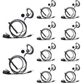 G Shape Earpiece with Mic PTT Walkie Talkie Headset Compatible with Cobra Microtalk PX650 Cxt195 PX655 ACXT145 Cx112 PX650 ACXT1035r ACXT545 RX385 RX685 Two Way Radio 10Pack