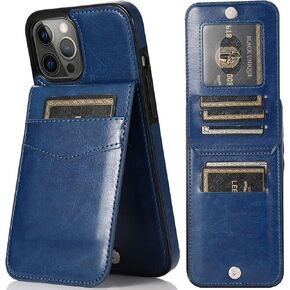 for iPhone 14 Pro Max Wallet Case with Credit Card Slots Holder Kickstand Shockproof Cover PU Leather Wallet Case for iPhone 14 Pro Max Phone Case for Women Men (Blue)