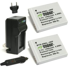 Wasabi Power CAS NP-6L Battery (2-Pack) and Charger Kit for Generic FHD 1080P 44MP Digital Camera. Compatible with Aasonida, CAMKORY, GREYKA, HOORUAN, IWEUKJLO, lamphle, Lecran, Nsoela, and More