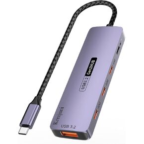 10Gbps USB C hub with 100W PD Charging USB C to USB C/A Adapter, USB3.2 GEN2 Speed USB/USB C Distributor with 1*USBA (10G) 3*USB C (10G). 4-Port USB C Adapter (Data Transfer only, no Display Support)