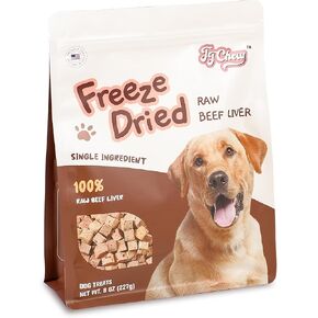 Freeze Dried Raw Beef Liver, Grain Free Single Ingredient Treat Or Meal Mixer for Small & Large Breeds, Dog Treat 8 oz