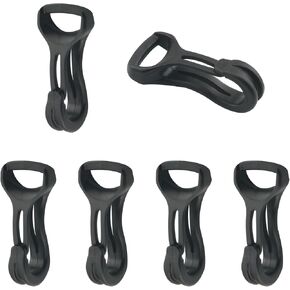 6PCS Plastic Tent Hooks 12mm/0.5 inch I.D. Push Button Opening Hooks Webbing Adjustment Hooks Plastic Lanyard Hooks for Fixing Tents Canopies Awnings Backpacking Black