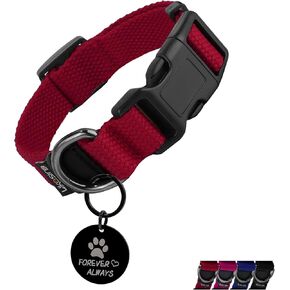 Cotton Soft Dog Collar, Quick Release Dog Collar with Buckle, Heavy-Duty Adjustable Pet Collar for XS Small Medium Large Dog, Colorfast Dog Collars with Removable Tag(M, Black)