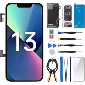 for iPhone 13 Screen Replacement with Ear Speaker Flex Cable and Proximity Sensor LCD 6.1" 3D Touch Display Digitizer Front Glass Full Repair Fix Tools Kit for A2631 A2633 A2634 A2635 A2482